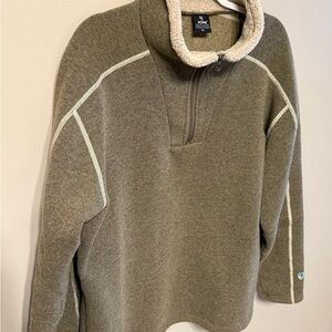 Kuhl Men's Olive Green Half-Zip Sherpa Collar Sweater